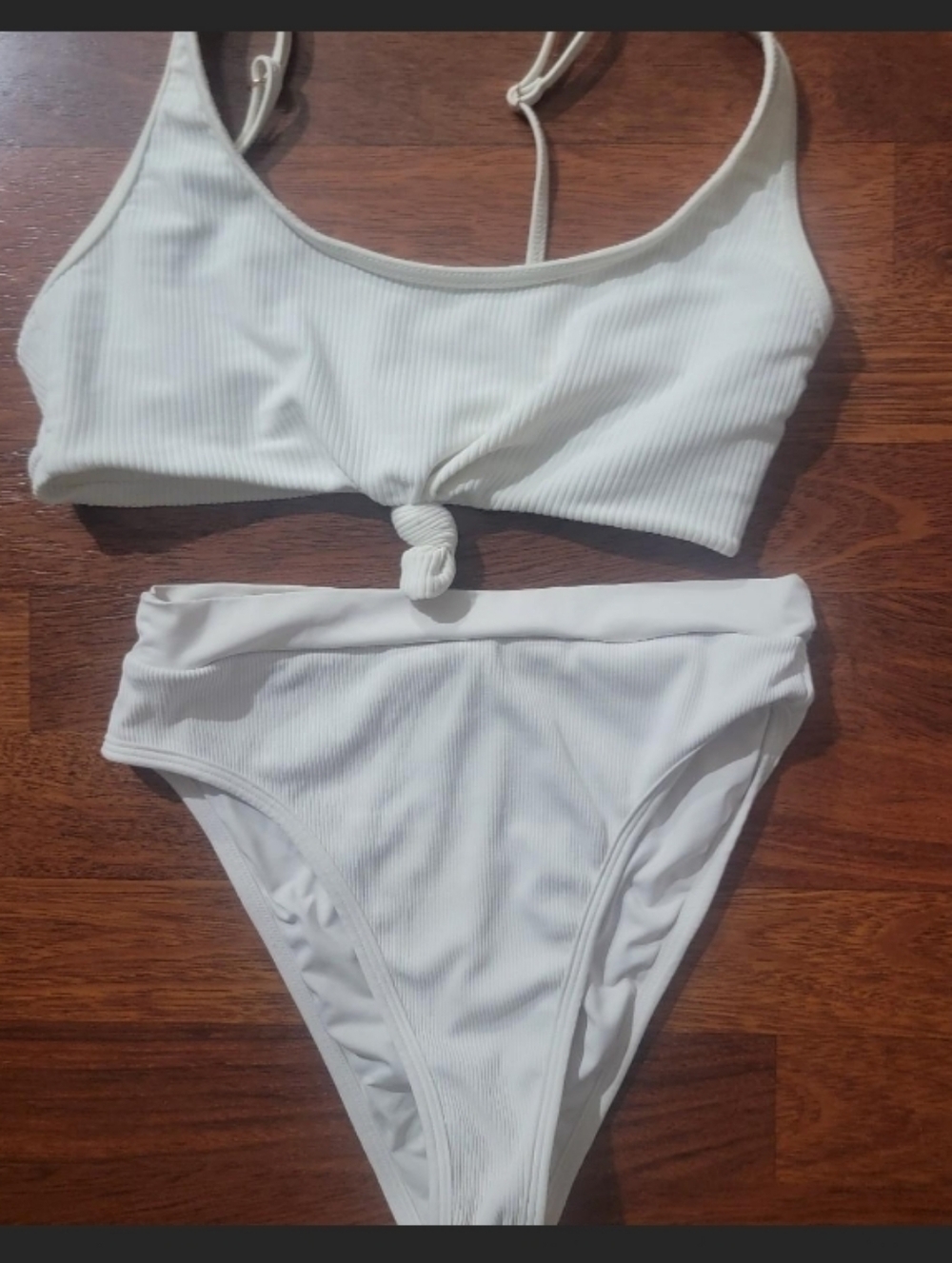 Frankies Bikinis White Rib Swimsuit Lspace Bottom Size Medium Excellent